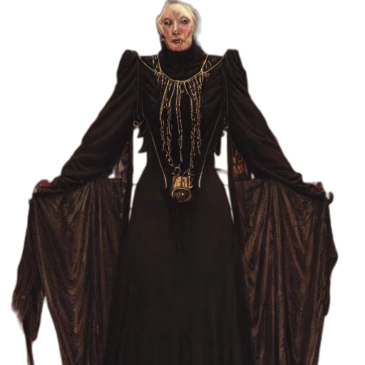 dress, staff, jacket, crown, concept art, fantasy art, dark, portrait transparent PNG cut-out
