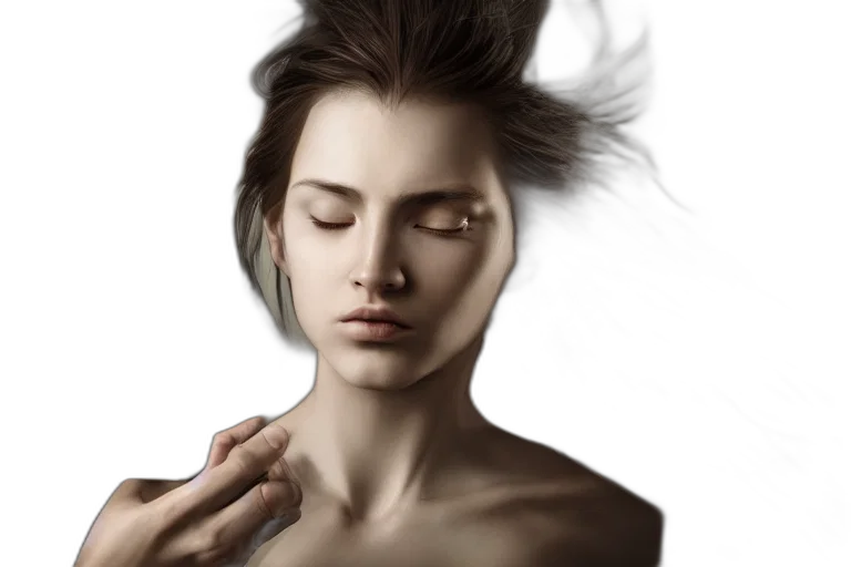 face, hair, mask, jewelry, photorealistic, concept art, fantasy art, oil painting transparent PNG cut-out