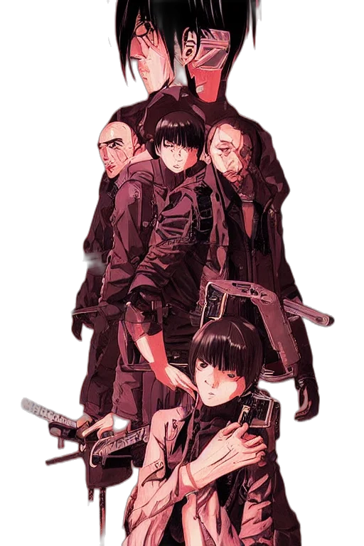 weapon, jacket, staff, cyberpunk transparent PNG cut-out