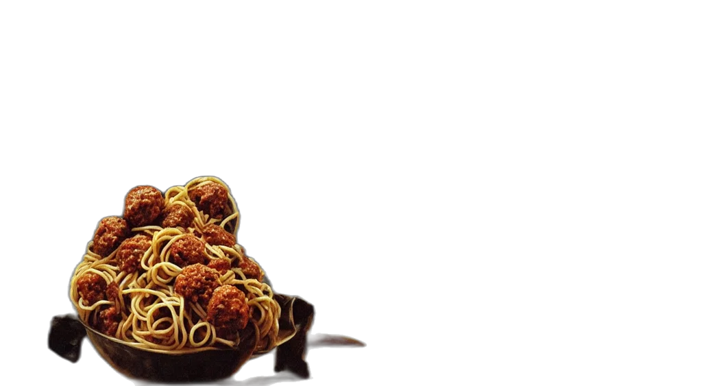shoes, food, crown, flower, photorealistic, 3d render, earth tones, spaghetti transparent PNG cut-out