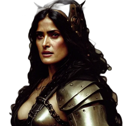 crown, fantasy art, concept art, comic book art, photorealistic, portrait, salma, hayek transparent PNG cut-out