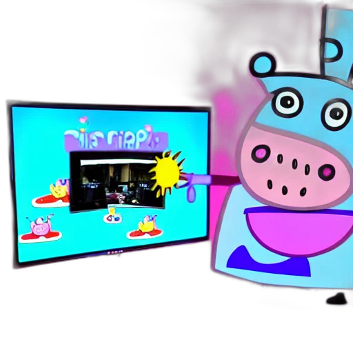 concept art, 3d render, cartoon, vaporwave, peppa, pig, streaming, twitch transparent PNG cut-out