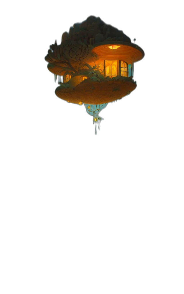 umbrella, crown, hat, building, concept art, pixel art, fantasy art, watercolor transparent PNG cut-out