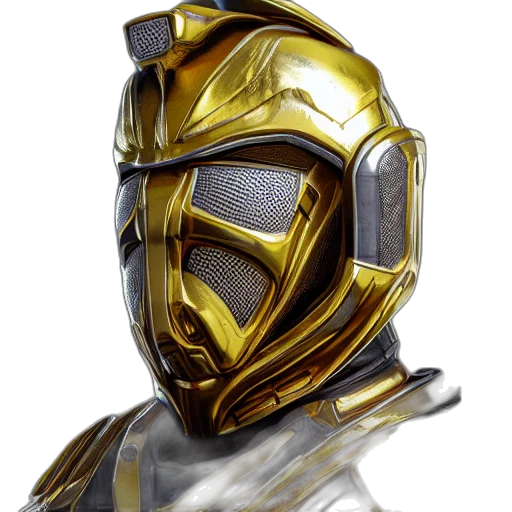 mask, robot, concept art, 3d render, fantasy art, photorealistic, golden, portrait transparent PNG cut-out
