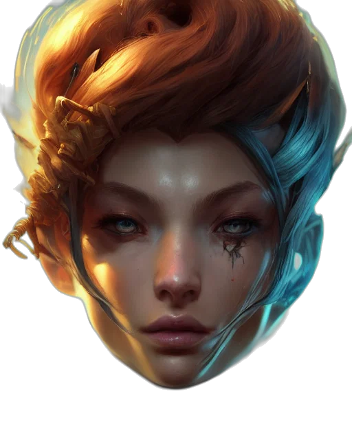face, mask, crown, fantasy art, concept art, photorealistic, cyberpunk, underwater transparent PNG cut-out