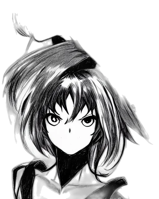 hat, mask, staff, hair, anime, cartoon, pencil sketch, comic book art transparent PNG cut-out