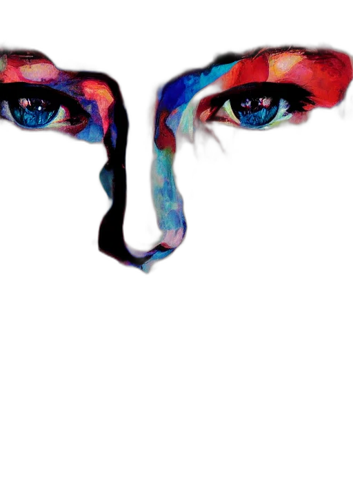 face, mask, creature, watercolor, photorealistic, comic book art, concept art, colorful transparent PNG cut-out