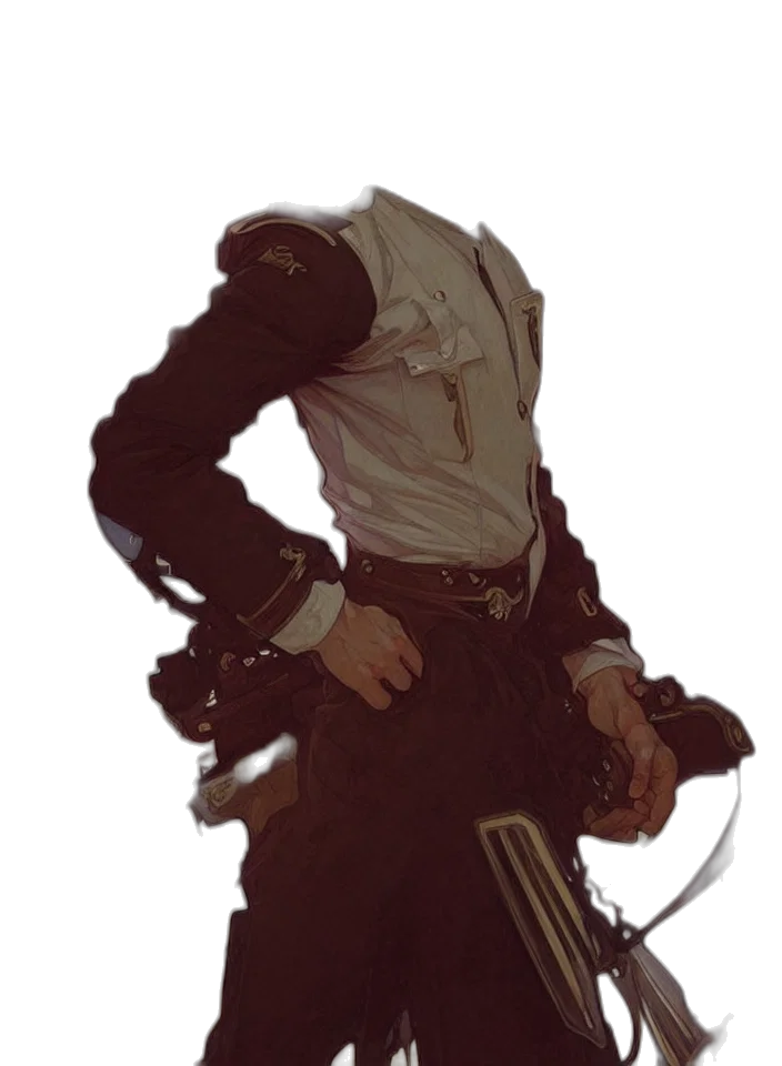 staff, jacket, mask, sword, concept art, fantasy art, cyberpunk, comic book art transparent PNG cut-out