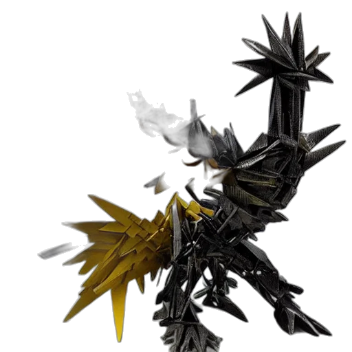 weapon, dragon, staff, sword, 3d render, concept art, monochrome, dark transparent PNG cut-out