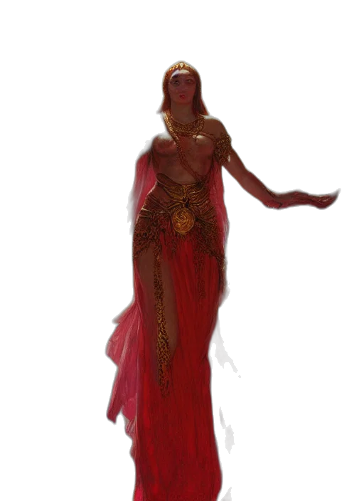 dress, jewelry, staff, concept art transparent PNG cut-out