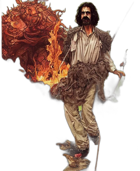 jacket, staff, mask, creature transparent PNG cut-out