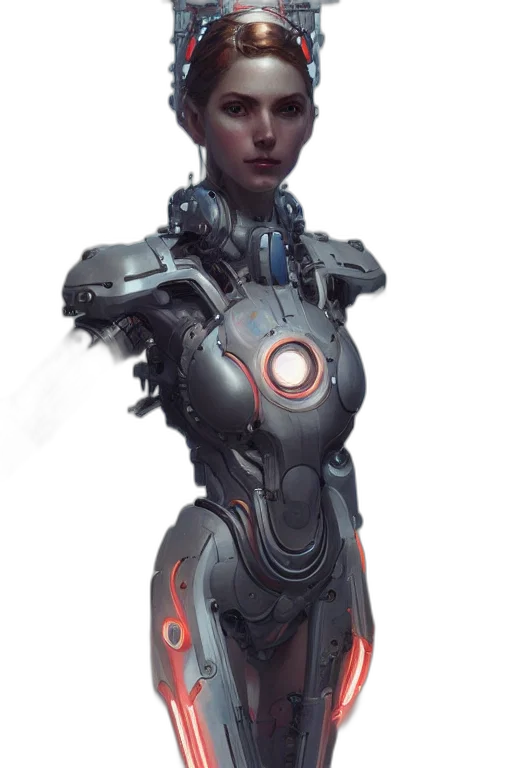 robot, face, staff, weapon, concept art, cyberpunk, fantasy art, 3d render transparent PNG cut-out