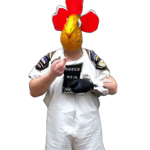 animal, staff, mask, hat, 3d render, prisoner, wearing, chicken transparent PNG cut-out