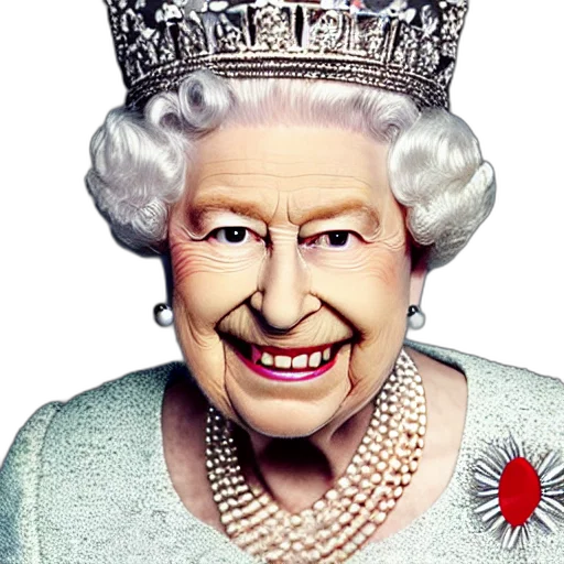 crown, jewelry, face, photorealistic, queen, england, grinning, rudely transparent PNG cut-out
