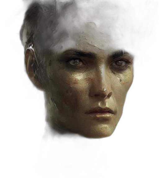face, mask, robot, staff, concept art, fantasy art, photorealistic, pixel art transparent PNG cut-out