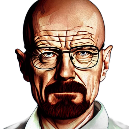 face, staff, comic book art, cartoon, concept art, photorealistic, walter, white transparent PNG cut-out