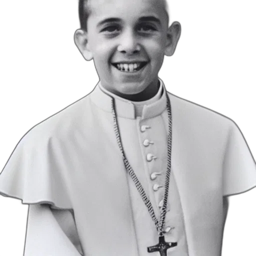 photorealistic, cartoon, pope, francis, teenager transparent PNG cut-out