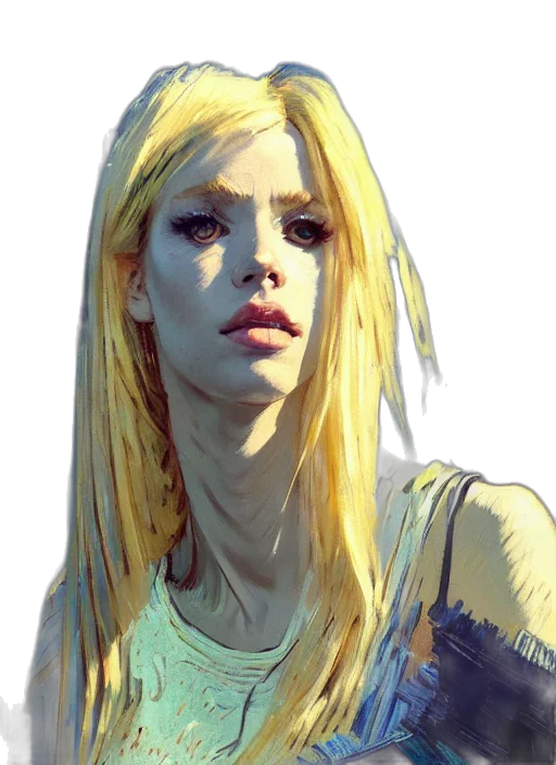 face, dress, comic book art, photorealistic transparent PNG cut-out