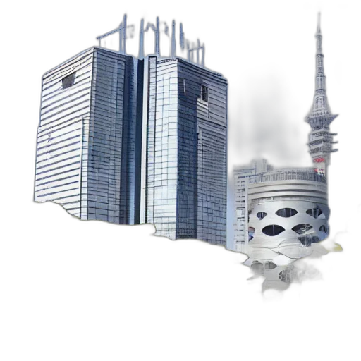 building, robot, 3d render, concept art transparent PNG cut-out