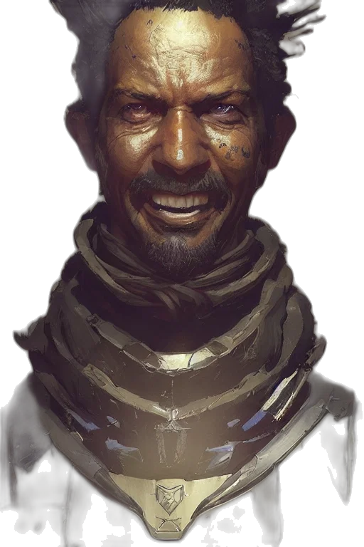 face, mask, staff, robot, concept art, cyberpunk, fantasy art, photorealistic transparent PNG cut-out