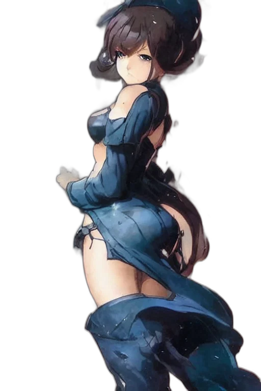 dress, hat, robot, staff transparent PNG cut-out