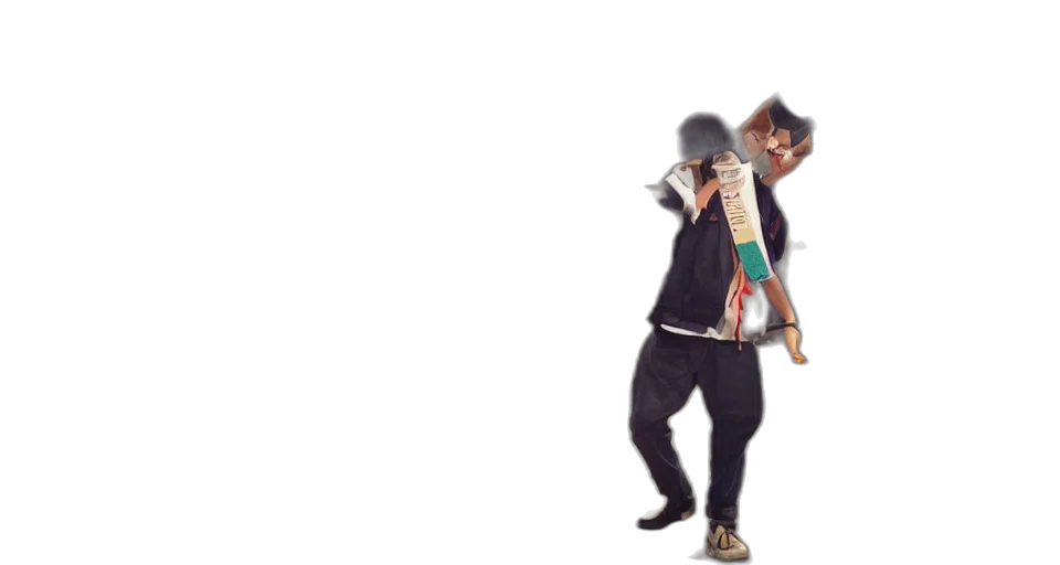 jacket, mask, staff, animal transparent PNG cut-out