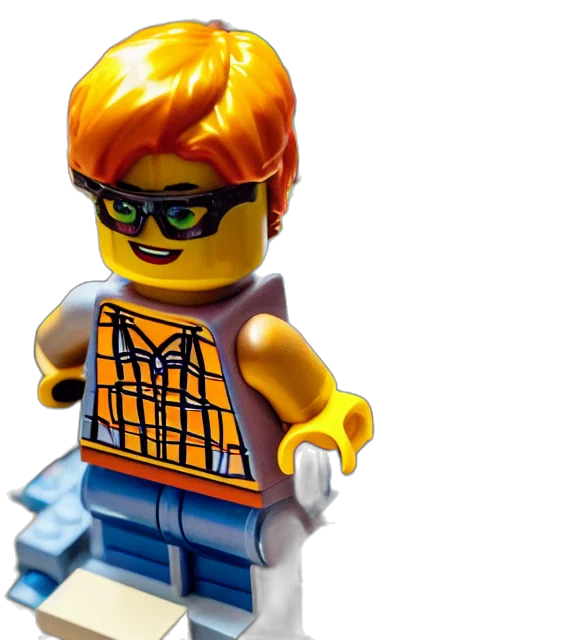 dress, 3d render, concept art, comic book art, closeup, lego, minifigure, sunny transparent PNG cut-out