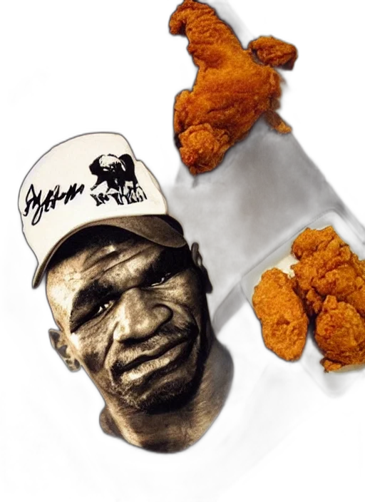 food, photorealistic, fried, chicken, mike, tyson, face transparent PNG cut-out