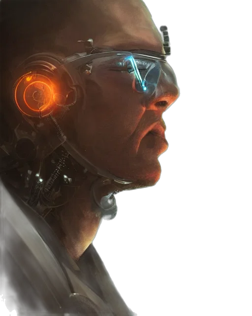 robot, face, mask, cyberpunk transparent PNG cut-out