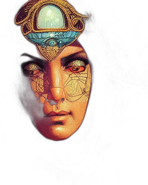 mask, crown, face, jewelry, fantasy art, concept art, watercolor, photorealistic transparent PNG cut-out