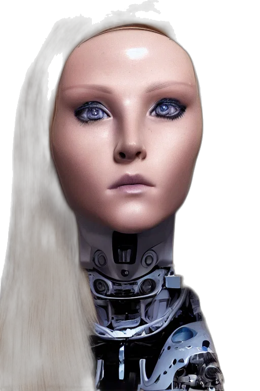 robot, face, 3d render, concept art, photorealistic, cyberpunk, monochrome, dark transparent PNG cut-out