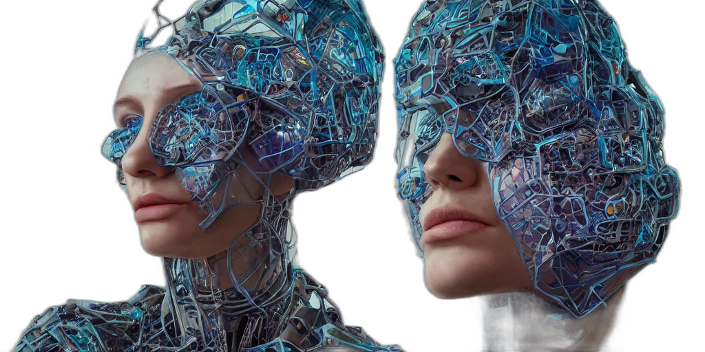 robot, mask, face, cyberpunk, 3d render, concept art, hiper, intricate transparent PNG cut-out