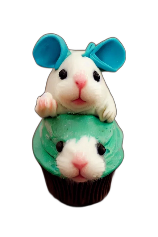 animal, food, hat, 3d render, cupcake, hamster, happy, birthday transparent PNG cut-out