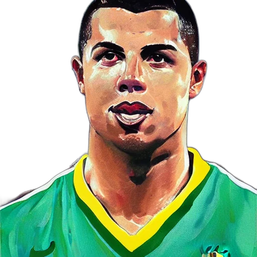 face, photorealistic, watercolor, oil painting, cartoon, green, portrait, ronaldo transparent PNG cut-out