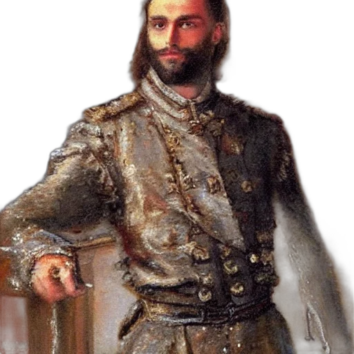 staff, jacket, face, sword transparent PNG cut-out