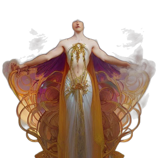 dress, crown, fantasy art, concept art, comic book art, pixel art, fire, golden transparent PNG cut-out