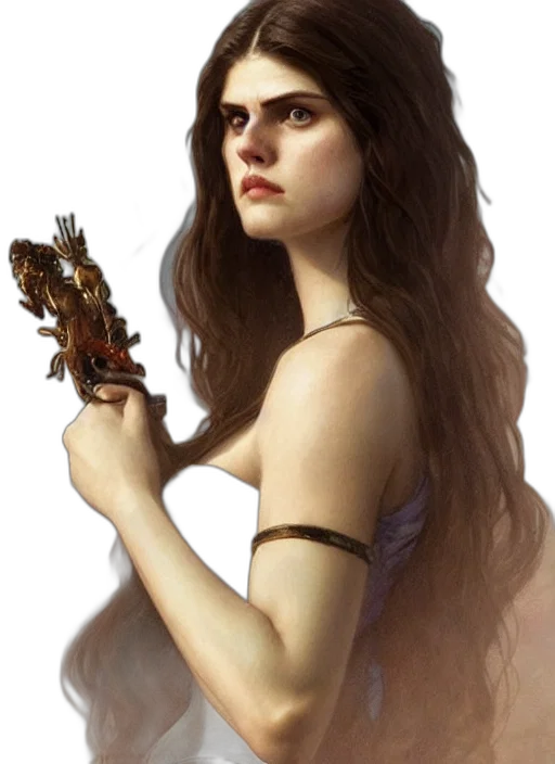 dress, jewelry, staff, face, fantasy art, concept art, photorealistic, oil painting transparent PNG cut-out