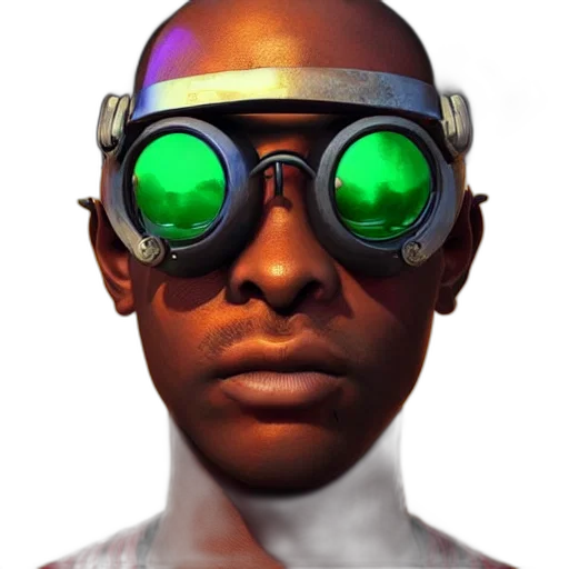 face, mask, robot, staff, cyberpunk, concept art, 3d render, photorealistic transparent PNG cut-out