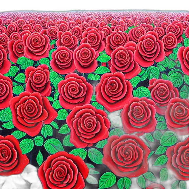 flower, 3d render, red, beautiful, painting, hundreds, roses, rose transparent PNG cut-out