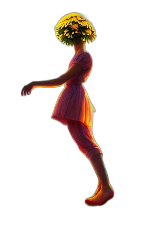 dress, staff, crown, flower, 3d render, concept art, photorealistic, fantasy art transparent PNG cut-out