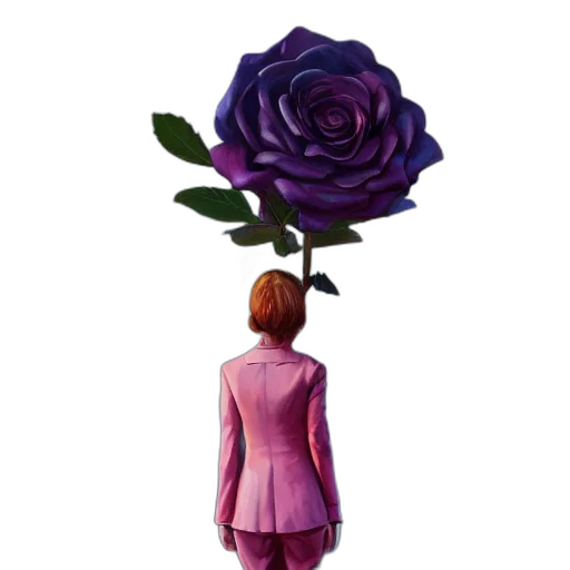 dress, flower, staff, jacket, pixel art, concept art, vaporwave, watercolor transparent PNG cut-out