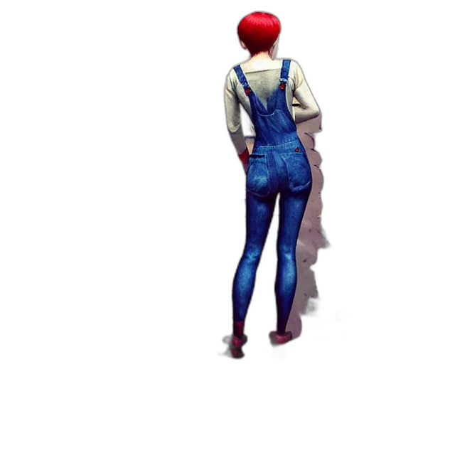 jacket, dress, robot, staff, concept art, 3d render, pixel art, watercolor transparent PNG cut-out