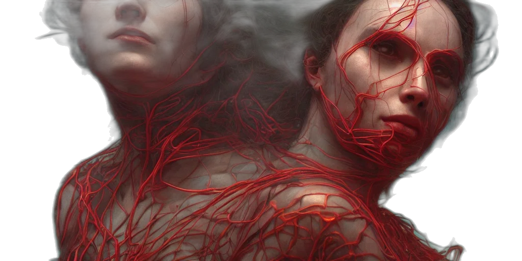 hair, concept art, photorealistic, 3d render, fantasy art, fog, fire, underwater transparent PNG cut-out