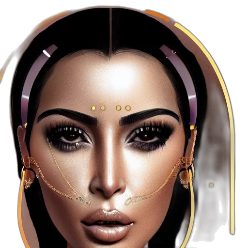 face, jewelry, mask, photorealistic, concept art, 3d render, cartoon, earth tones transparent PNG cut-out