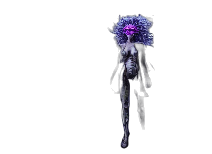staff, creature, dress, mask, concept art, fantasy art, 3d render, cyberpunk transparent PNG cut-out