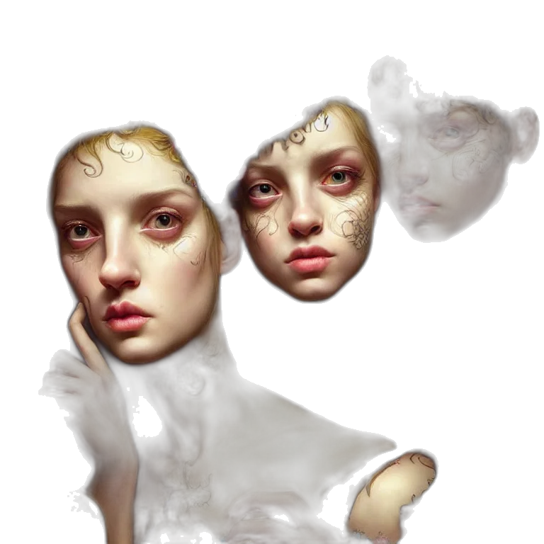 face, mask, creature, crown, concept art, photorealistic, fantasy art, 3d render transparent PNG cut-out