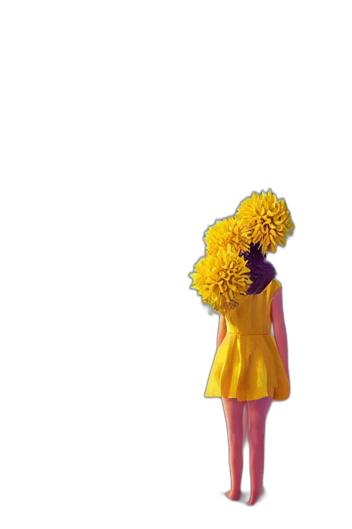 dress, flower, hair, staff, 3d render, pixel art, concept art, photorealistic transparent PNG cut-out