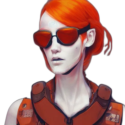 face, jacket, robot, cyberpunk, concept art, comic book art, fantasy art, red transparent PNG cut-out