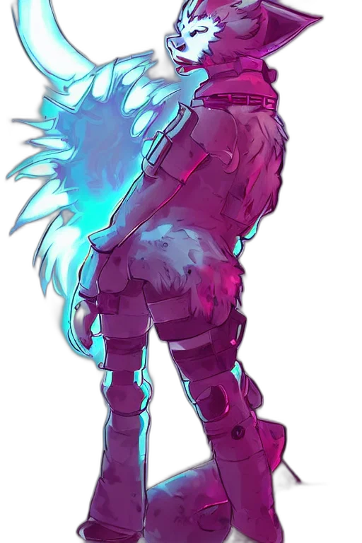 creature, robot, jacket, animal, cyberpunk, vaporwave, concept art, pixel art transparent PNG cut-out