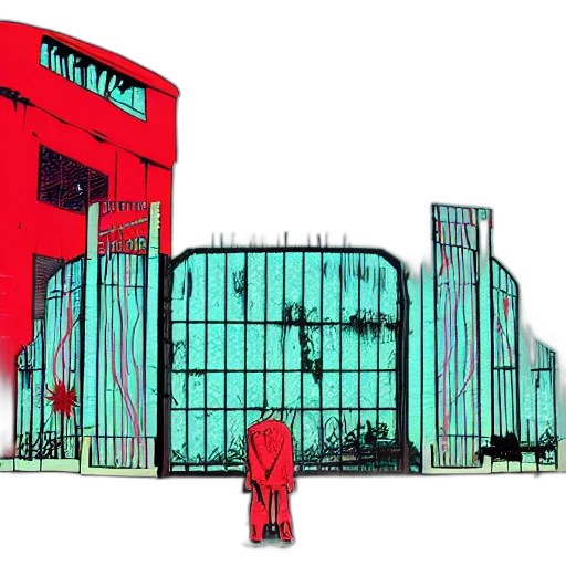building, concept art, cyberpunk, 3d render transparent PNG cut-out
